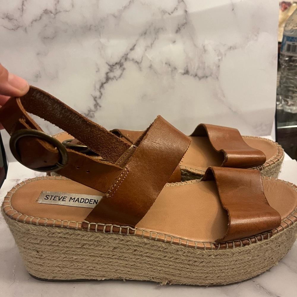 Steve Madden Tan Espadrille Wedges